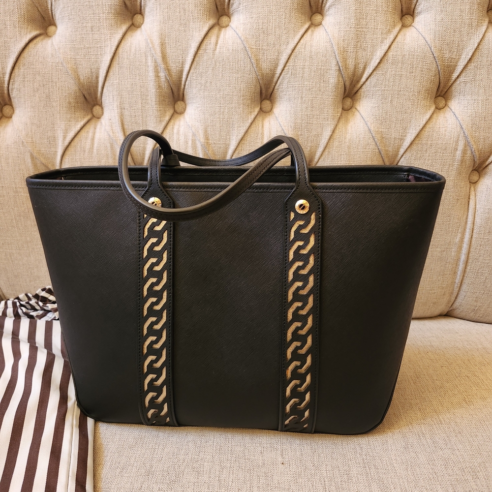 Henri Bendel Black Leather Tote Bag